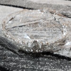 CRYSTAL RHINESTONE SILVER-TONE METAL TIARA W/ COMBS CROWN HEADPIECE